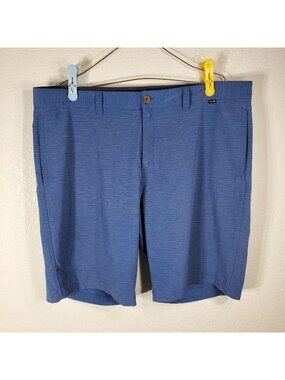 Travis Mathew Mens Chino Golf Shorts Size 40 Blue Striped Casual Hybrid Performa